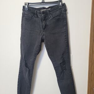 Universal Thread Women's Charcoal Distressed Skinny Jeans
